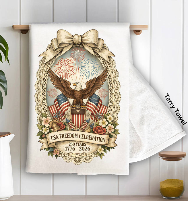 Patriotic Eagle 250 Anniversary America Kitchen Terry Towel