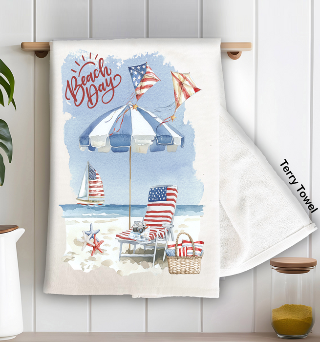 Beach Day Coastal Ocean  Kitchen Terry Towel