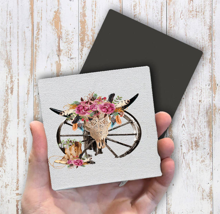 Western Cow Skull Cowboy Southwestern Magnet Fridge