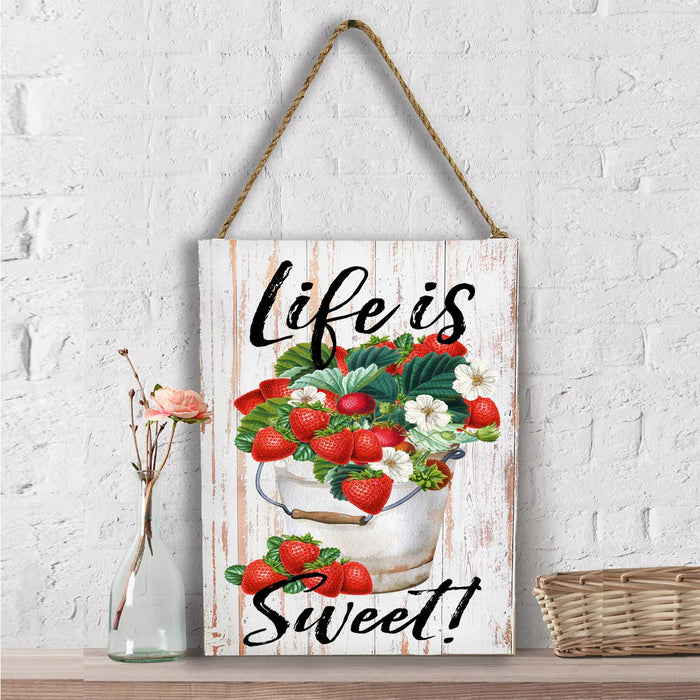 Life is Sweet Bucket of Strawberries Wall Decor