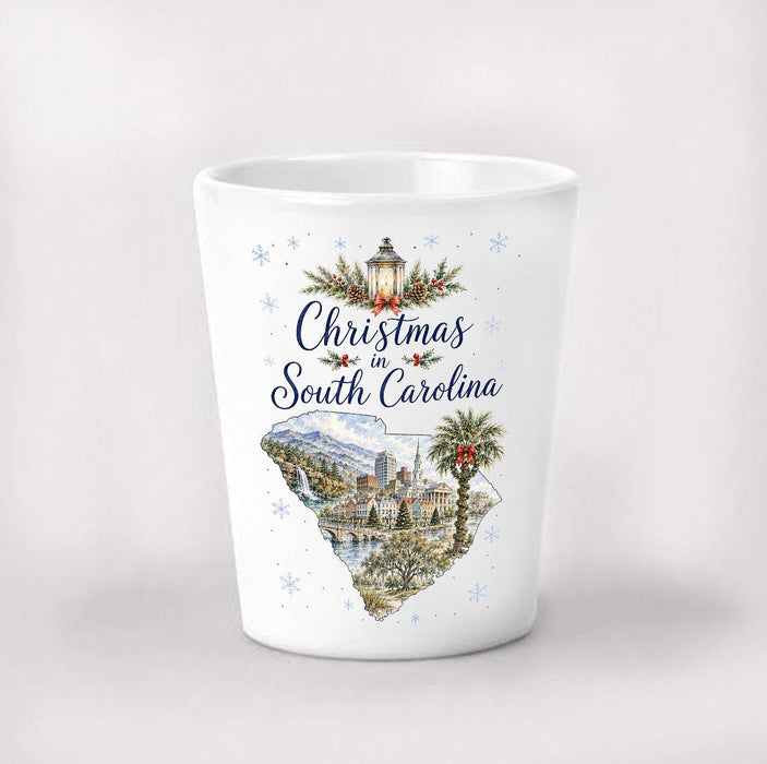 Christmas in South Carolina State Map Shot Glass