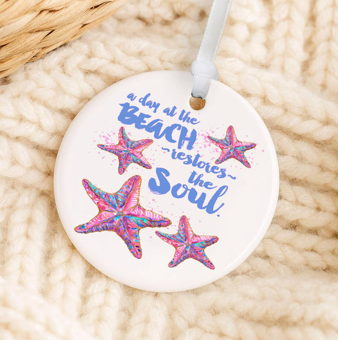 Day at beach restores Soul Starfish Ornament