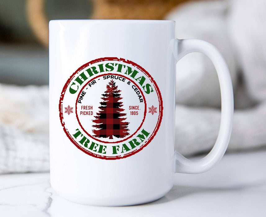 Christmas Tree Farm Red Buffalo Plaid Coffee Mug
