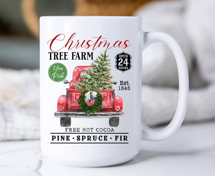 Christmas Tree Farm Red Pick Up Coffee Mug
