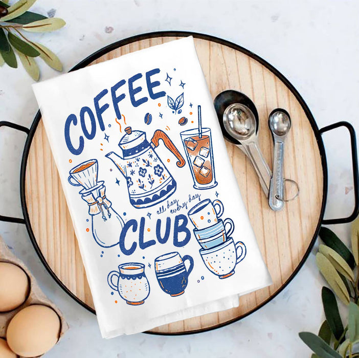 Retro Coffee Club All Day Tea Towel