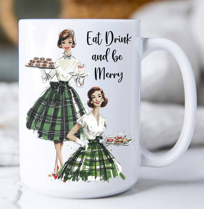Retro Christmas Ladies Eat and be Merry Coffee Mug