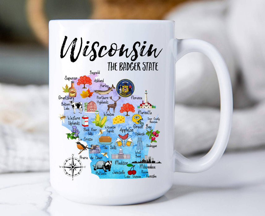 Wisconsin State Map Souvenir Cotton Coffee Mug