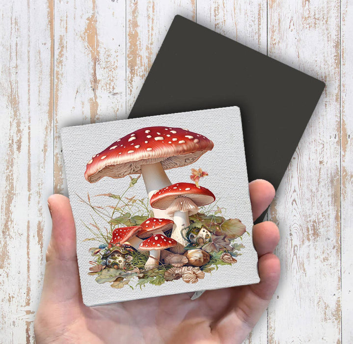 Red & White Mushrooms Faires Magnet Fridge