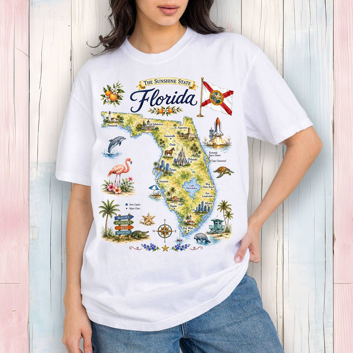 Florida State Map Landmark T-Shirt