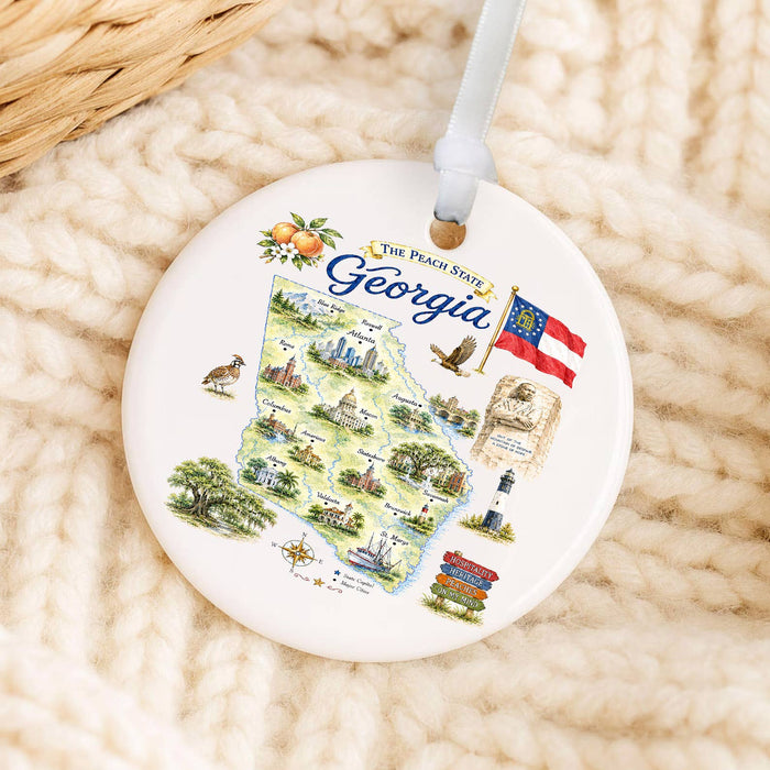 Georgia State Map Landmark Ornament