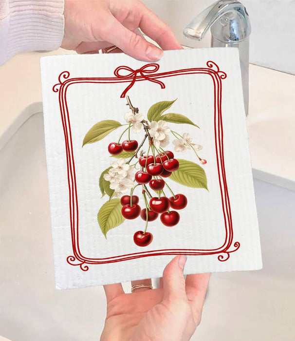 Vintage Cherries Swedish Dishcloth