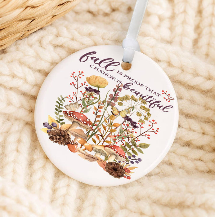 Fall is Beautiful Wildflower Mushroom Ornament