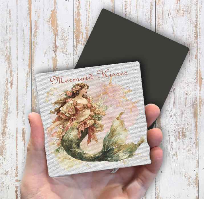 Vintage French Mermaid Kisses Magnet Fridge