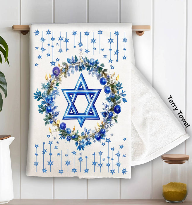 Hanukkah Star of David Kitchen Terry Towel
