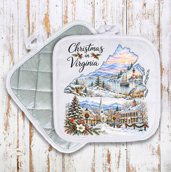Christmas in Virginia State Map Pot Holder
