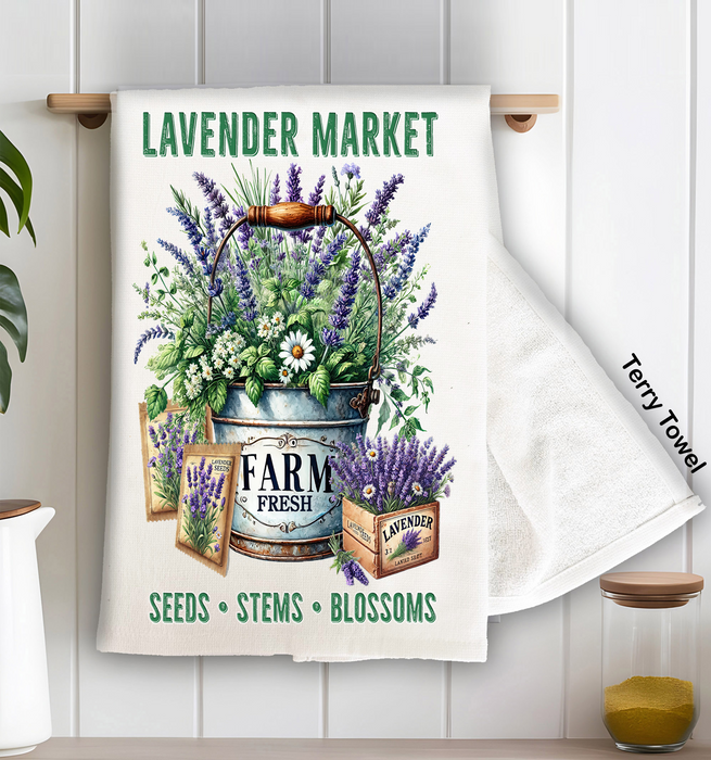 Lavender in Buckets Market Kitchen Terry Towel