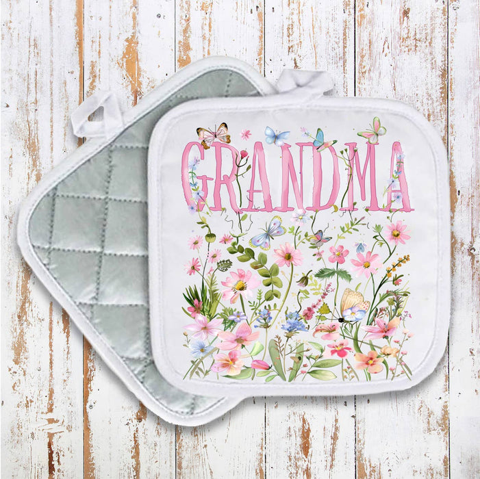 Mother's Day Wild Flowers Grandma Pot Holder Oven Mitt
