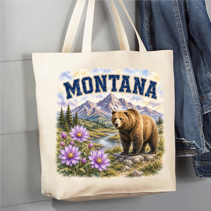 Montana State Bird and Animal Canvas Tote Bag