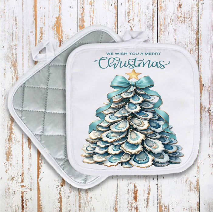 Coastal Christmas Oyster Tree Pot Holder