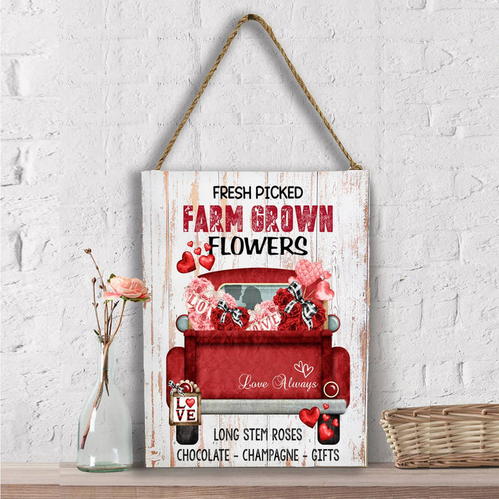 Valentine Red Pick Up Truck  Wall Decor