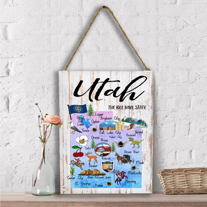 Utah State Map Souvenir  Wall Decor