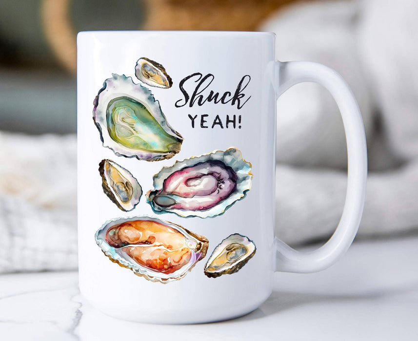 Oysters Shuck Yeah Coastal Beach Coffee Mug