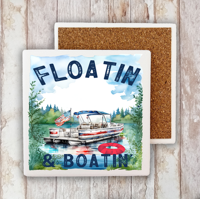Floating and Boating on the Lake Stone Coaster