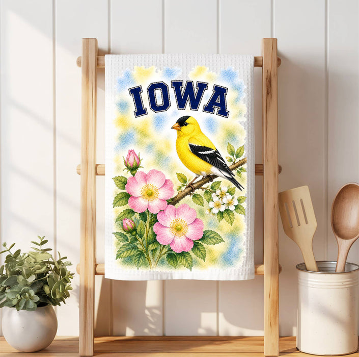 Iowa State Bird and Animal Waffle Weave Towel