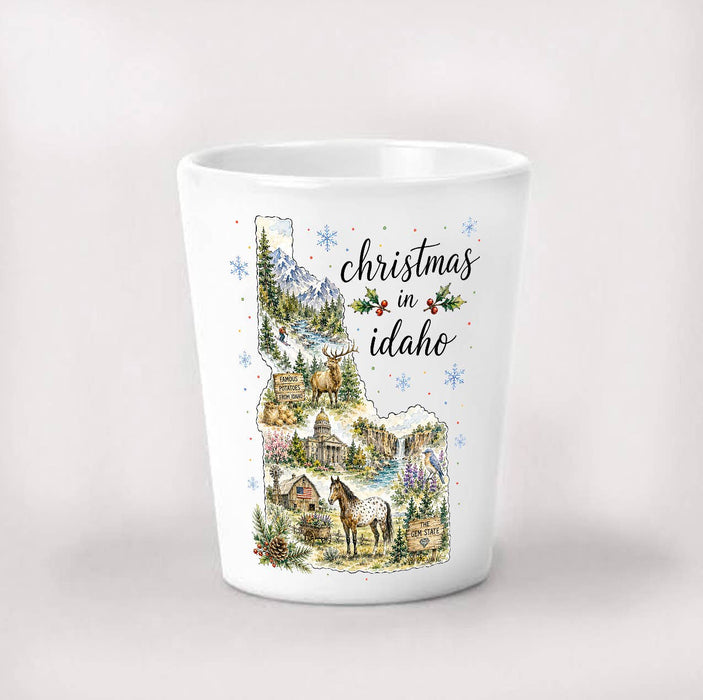 Christmas in Idaho State Map Shot Glass
