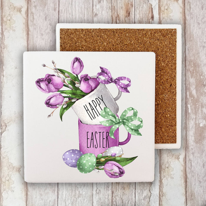 Happy Easter Tulips Stone Coaster Stone Coaster