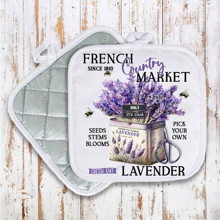 French Country Lavender Market Pot Holder Oven Mitt