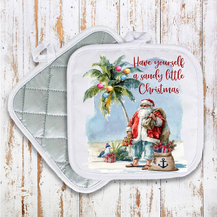 Have a Sandy Christmas Santa Beach Pot Holder