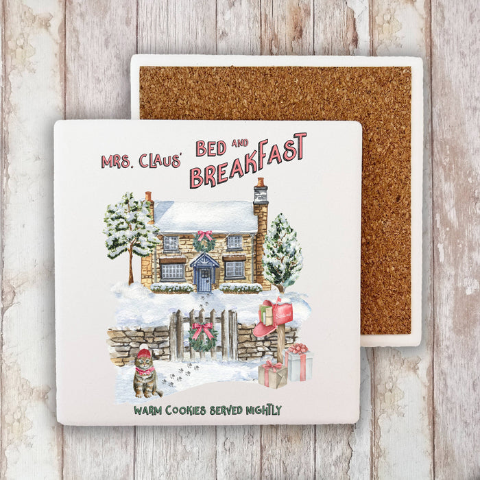 Christmas Mrs Claus Bed & Breakfast Stone Coaster
