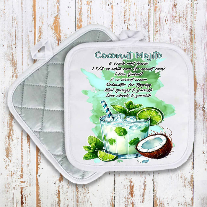 Summer Cocktail Coconut Mojito Pot Holder Oven Mitt