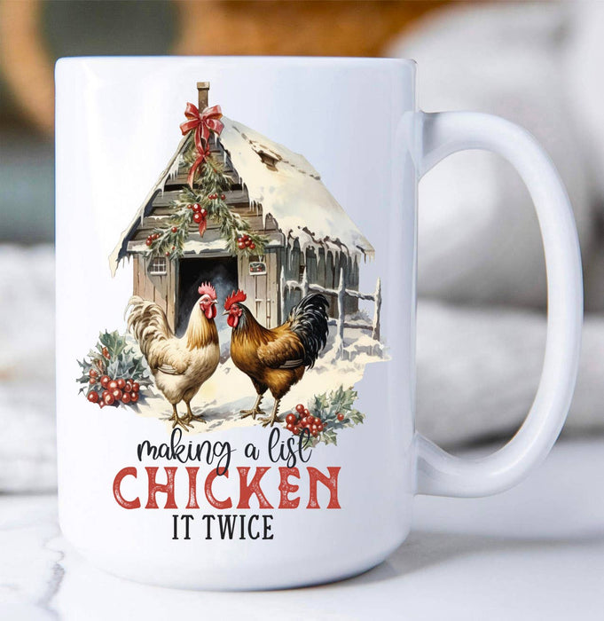 Christmas Making a List Chicken Coffee Mug