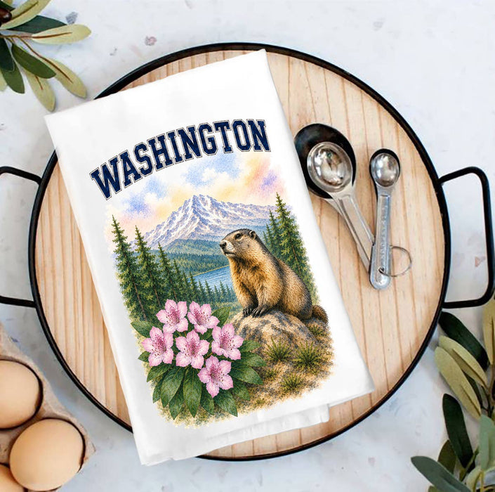 Washington State Bird and Animal Tea Towel