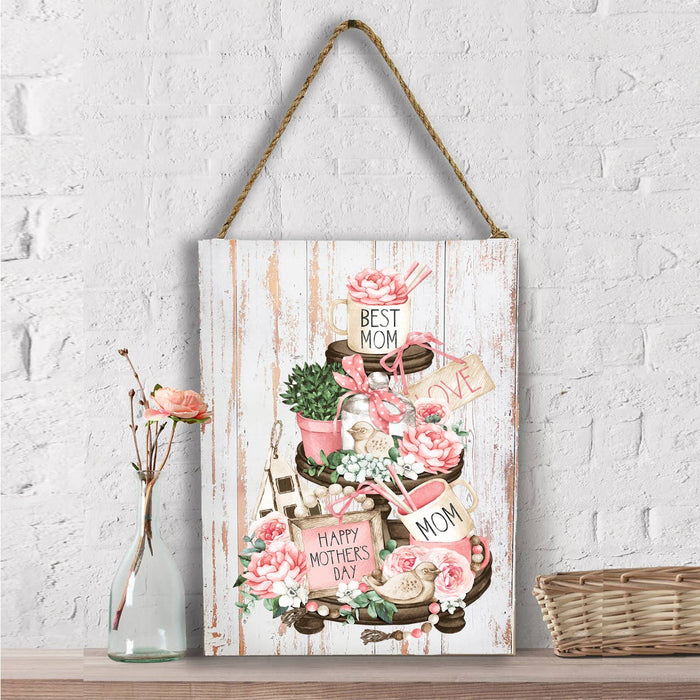 Mothers Day Best Mom 3 Tier Tray  Wall Decor