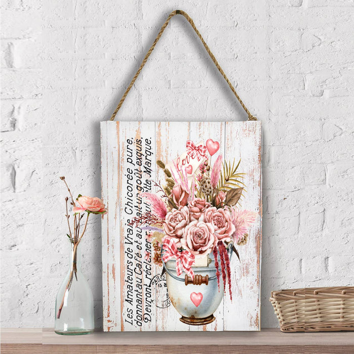 Valentine French Love Boho Flowers Wall Decor