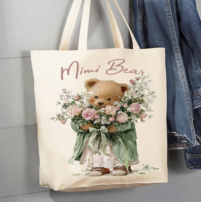 Mother's Day Mimi Bear Canvas Tote Bag