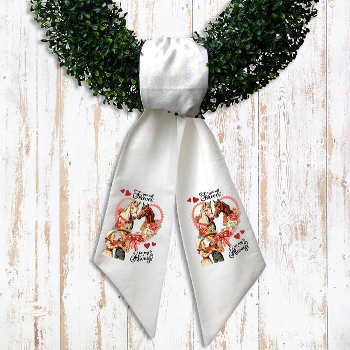 Vintage Western Horses Valentine Wreath Sash