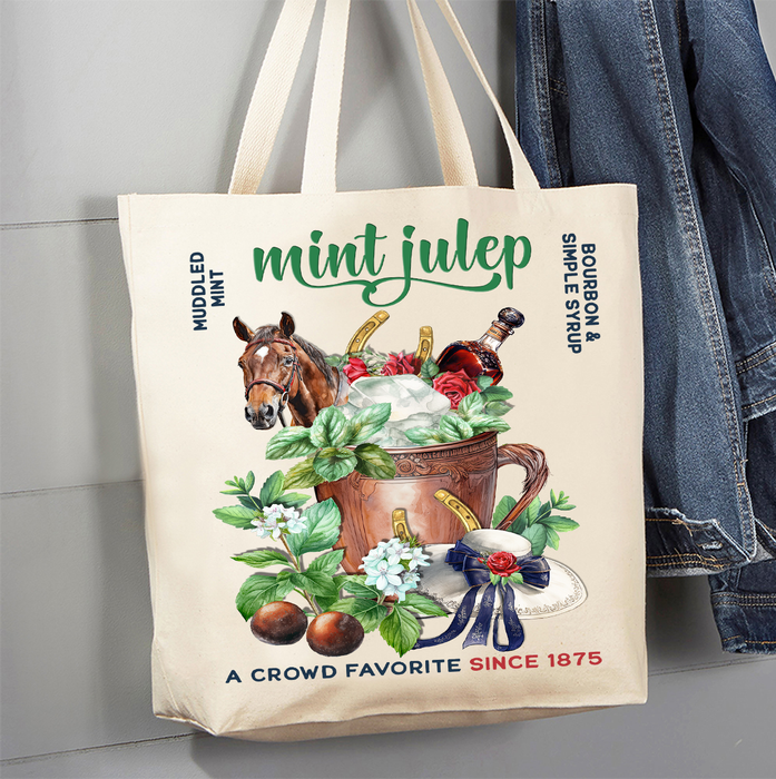 Derby Days Mint Julep Horses Canvas Tote Bag
