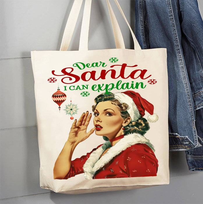 Christmas Santa I Can Explain Canvas Tote Bag