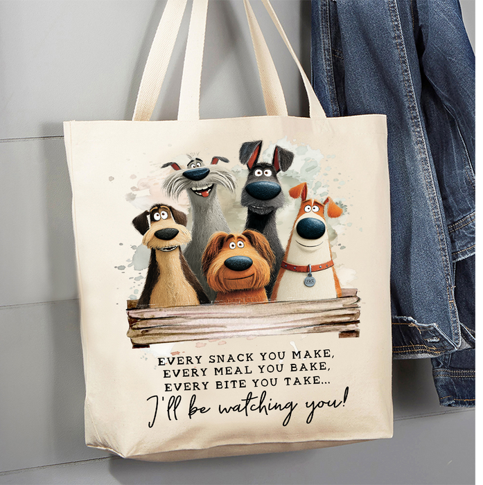 Dog Every Bite you Take Watching You Canvas Tote Bag