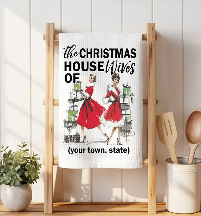 Retro Ladies Christmas Housewives Waffle Weave Towel