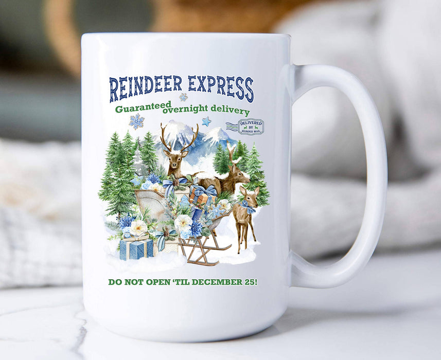 Christmas Blue Reindeer Express Coffee Mug
