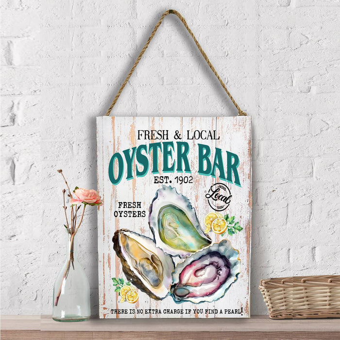 Oysters Bar Fresh & Local Coastal Beach Wall Decor