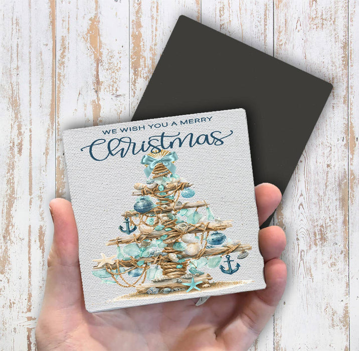 Coastal Christmas Sea Glass Tree Magnet Fridge