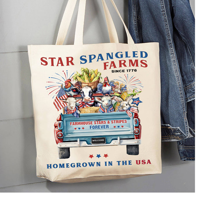Country 4th of July Patriotic Farm Animals Canvas Tote Bag
