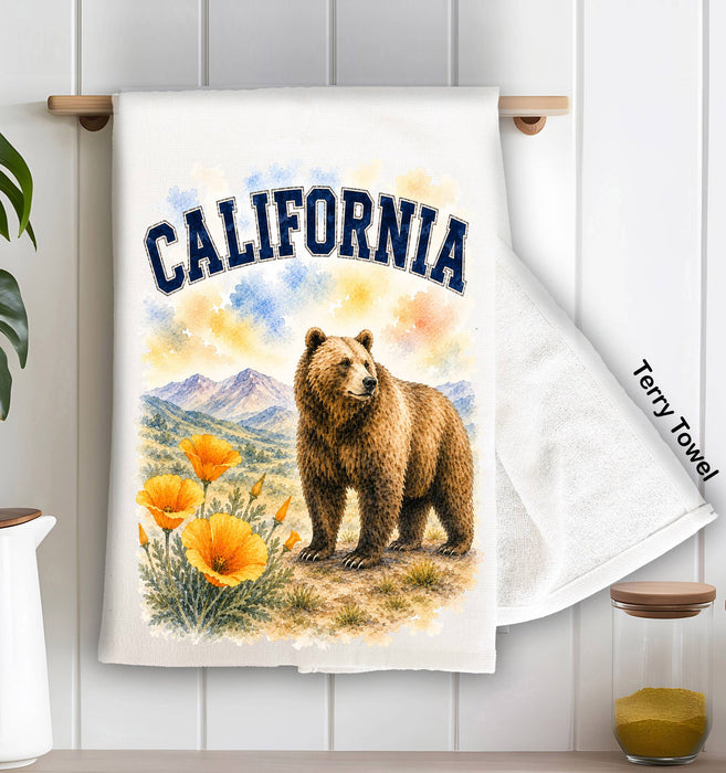 California State Bird and Animal Kitchen Terry Towel
