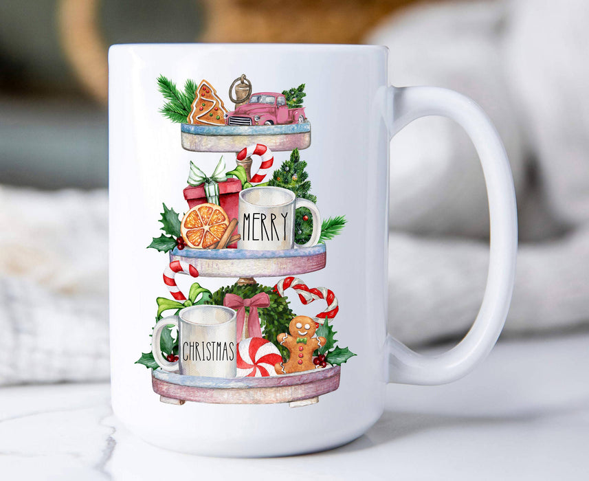 Merry Christmas Festive Tray Gingerbread, Coffee Mugs